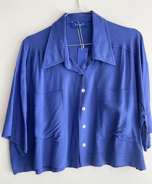 "MONO BLUE" cropped shirt